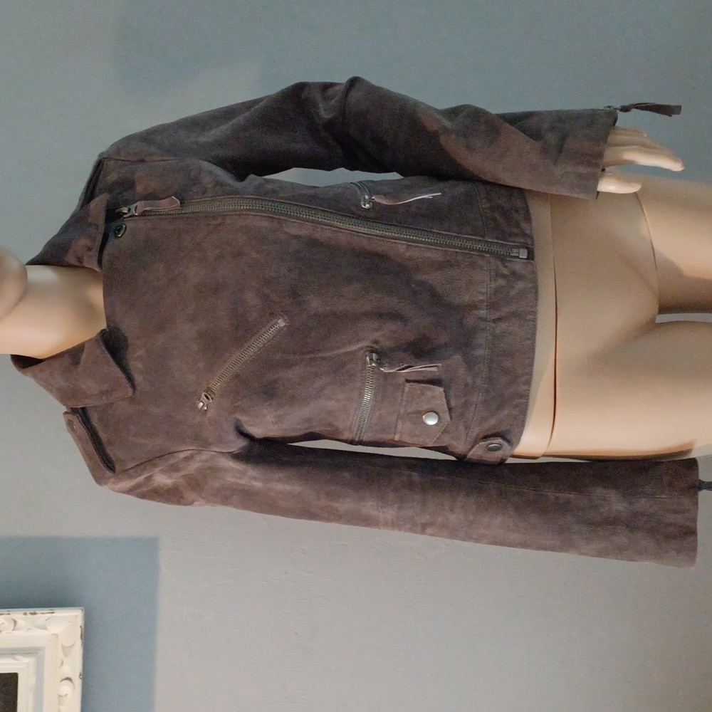 Asos Cloud grey suede biker jacket 0 XS